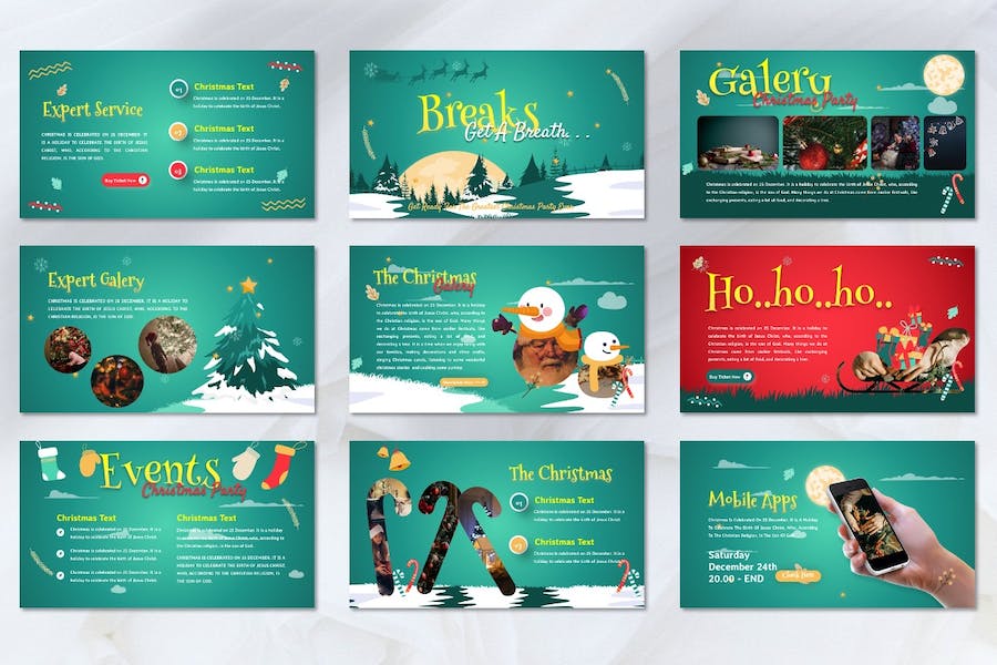 创意国外幸福圣诞派对雪花圣诞节主题keynote模板 - 顶尖PPT