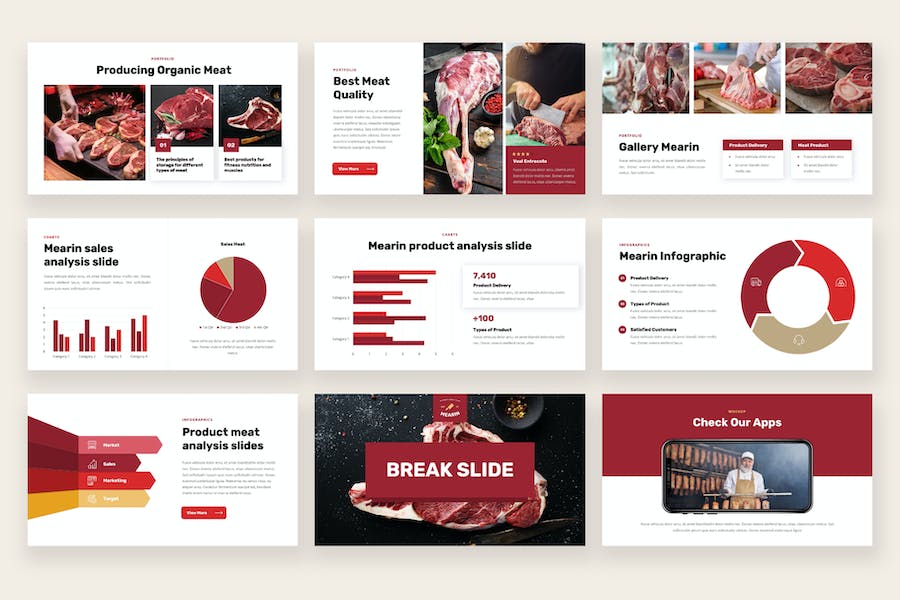 黑色系屠夫肉类农场介绍PPT模板 - 顶尖PPT