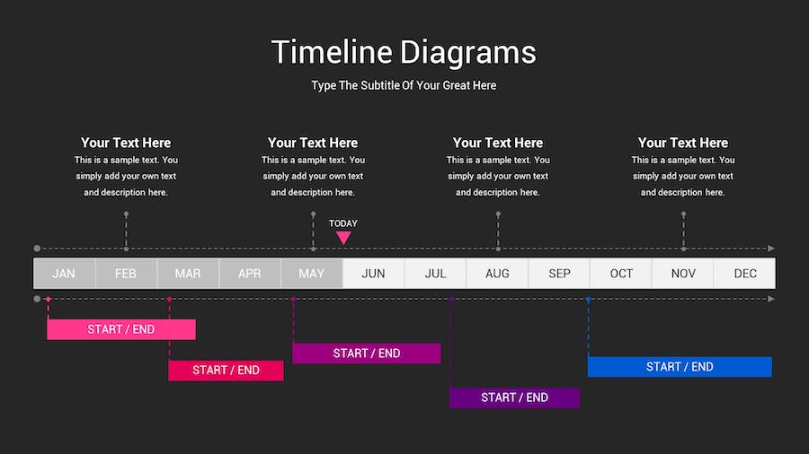 时间轴图表深色主题Keynote模板 - 顶尖PPT