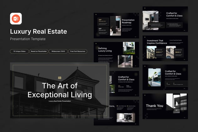 豪华房地产演示PowerPoint模板 - 顶尖PPT