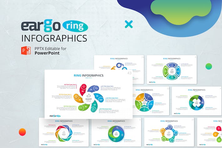 循环流程环形图数据可视化PPT模板 - 顶尖PPT