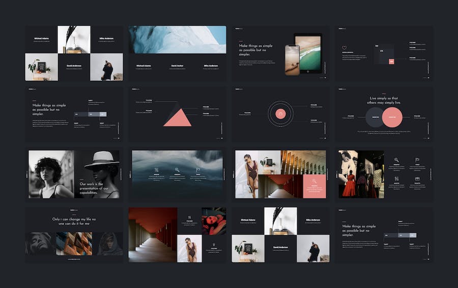 极简风格作品图片展示PPT商务模板 - 顶尖PPT