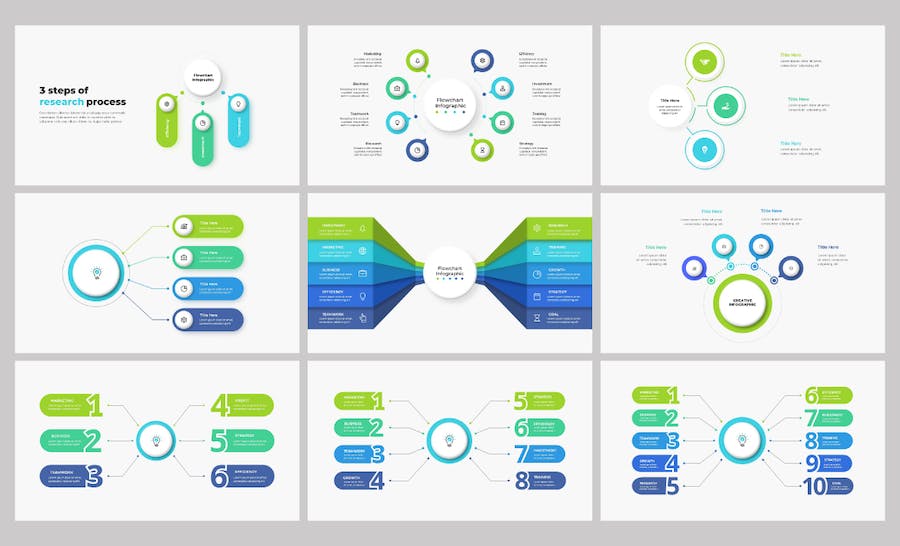 多种样式流程步骤图聚合图形PPT模板 - 顶尖PPT