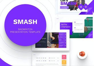 扣球羽毛球体育运动PPT模板 - 顶尖PPT