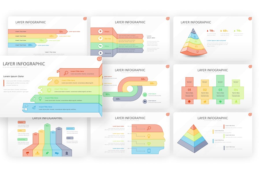 分层大纲信息图形PPT模板 - 顶尖PPT