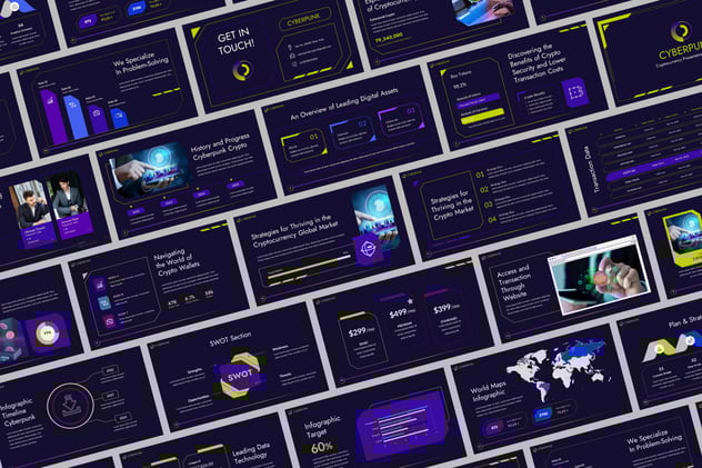 赛博朋克风格科技AI PPT模板 - 顶尖PPT