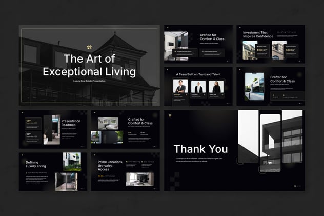 豪华房地产演示PowerPoint模板 - 顶尖PPT