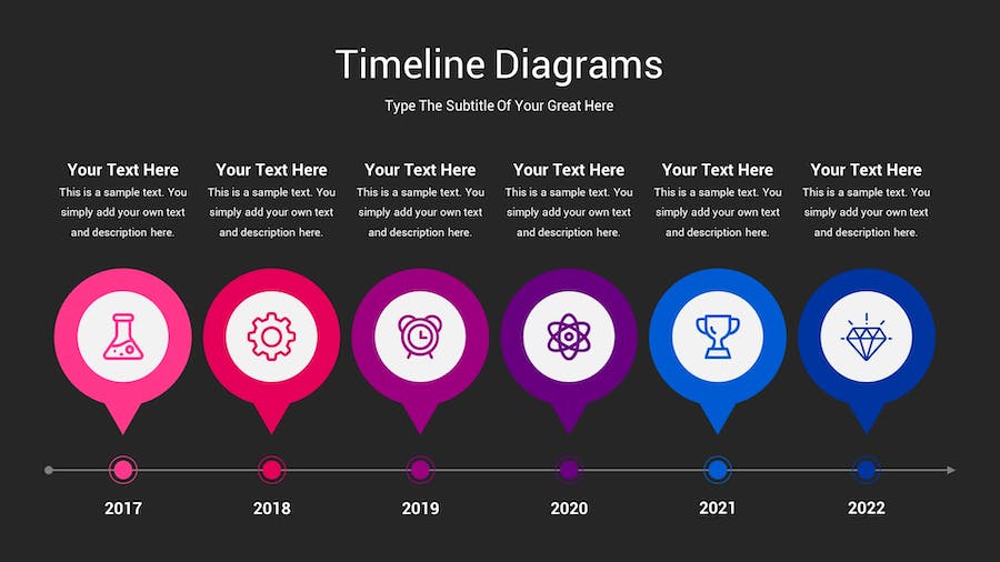 时间轴图表深色主题Keynote模板 - 顶尖PPT