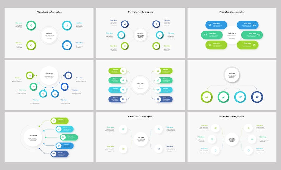 多种样式流程步骤图聚合图形PPT模板 - 顶尖PPT