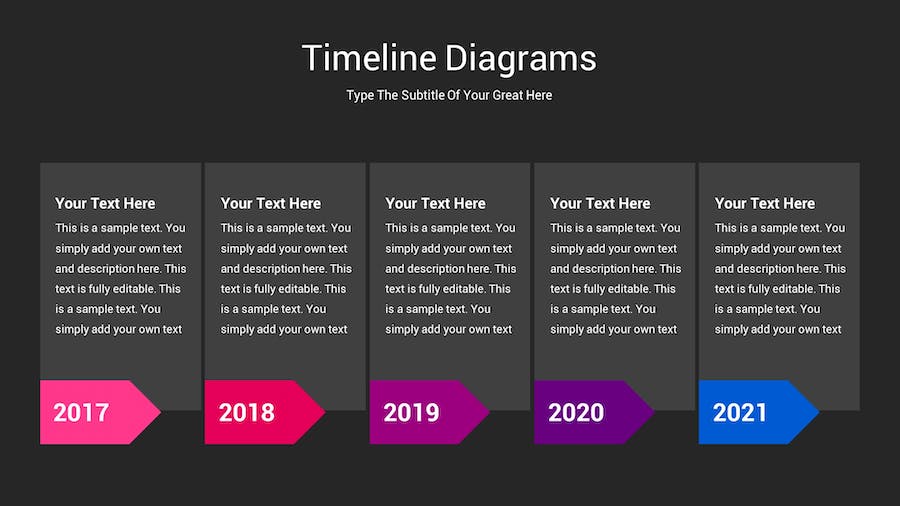 时间轴图表深色主题Keynote模板 - 顶尖PPT