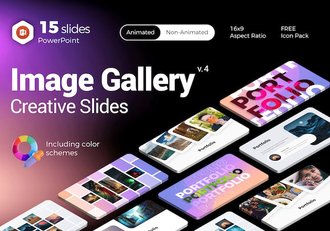 图片库创意版式图片展示PPT模板 - 顶尖PPT