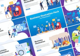蓝色商业插画主题演示文稿PPT - 顶尖PPT