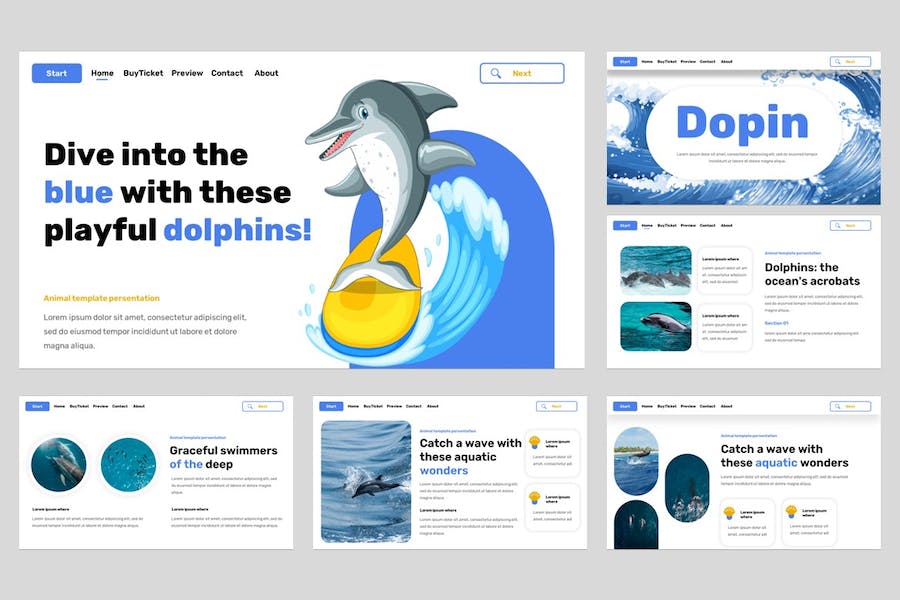 海洋动物科普知识讲述展示教育宣传Keynote模板 - 顶尖PPT