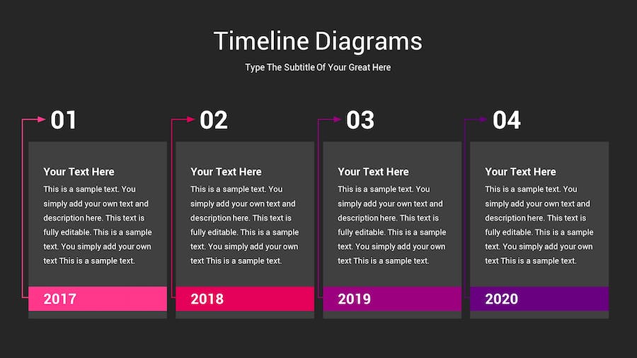 时间轴图表深色主题Keynote模板 - 顶尖PPT