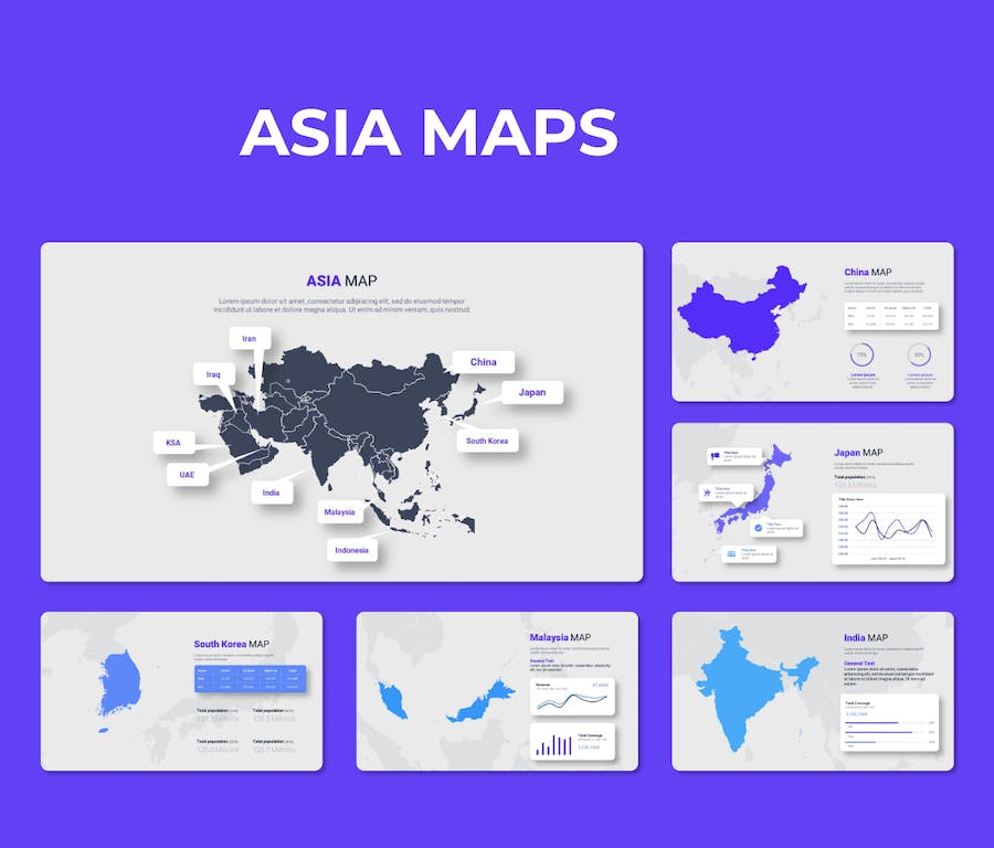 亚洲-地图-幻灯片-演示文稿-模板 - 顶尖PPT