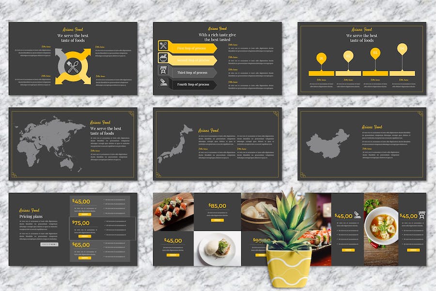 亚洲美食食品饮料推介宣传PPT模板 - 顶尖PPT