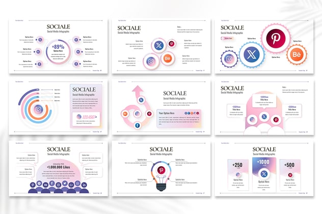 社交媒体宣传信息图形演示PPT模板 - 顶尖PPT