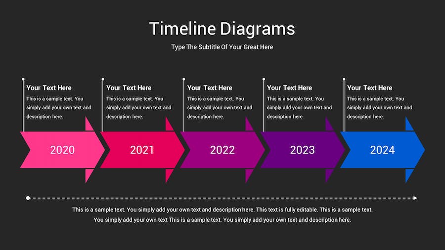 时间轴图表深色主题Keynote模板 - 顶尖PPT