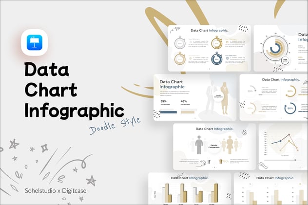数据图表信息图形涂鸦风格keynote模板 - 顶尖PPT