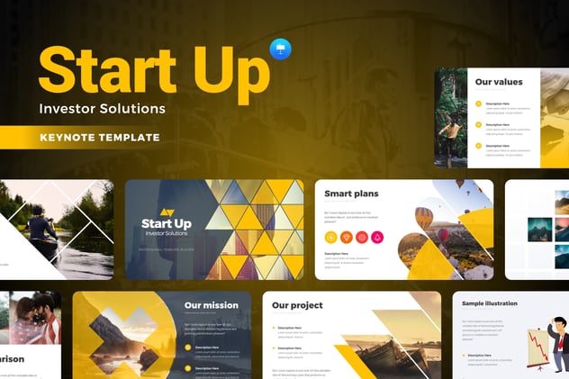创业融资投资者方案解决方案信息图形Keynote模板 - 顶尖PPT