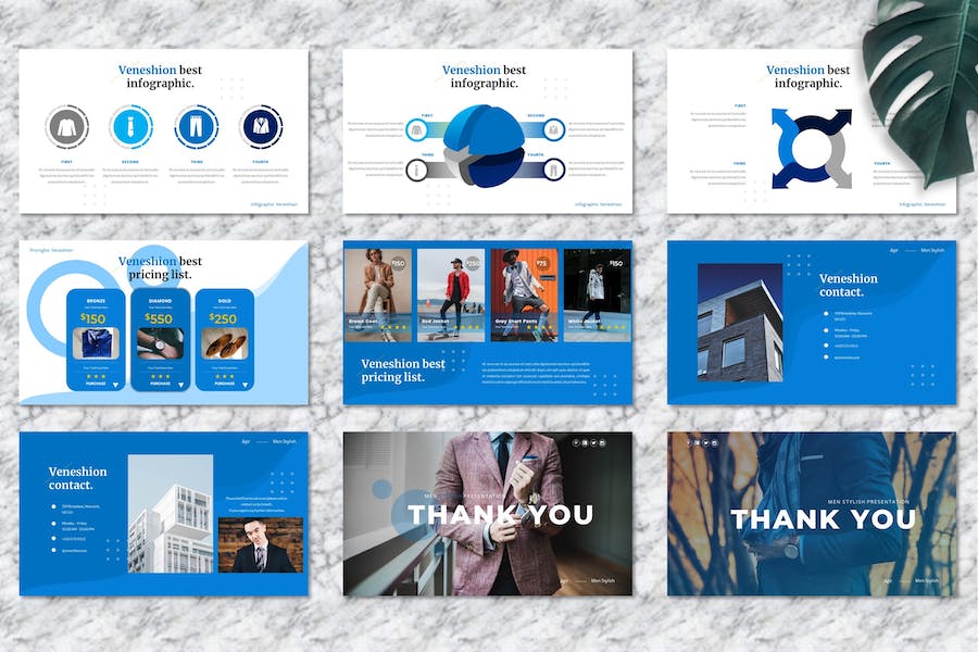 时尚服装男士穿搭商务推介PPT模板 - 顶尖PPT