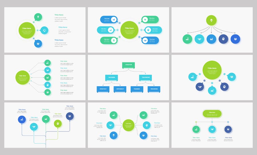 多种样式流程步骤图聚合图形PPT模板 - 顶尖PPT