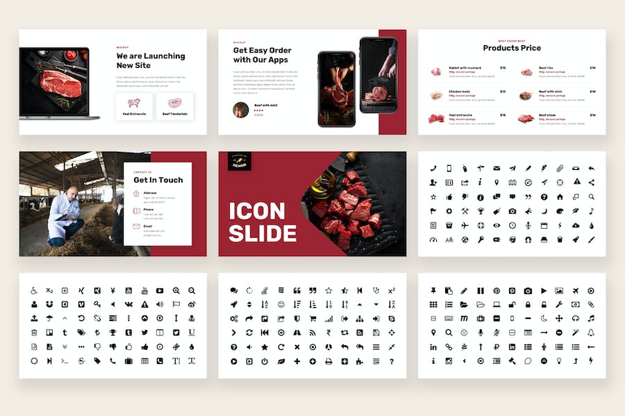 黑色系屠夫肉类农场介绍PPT模板 - 顶尖PPT