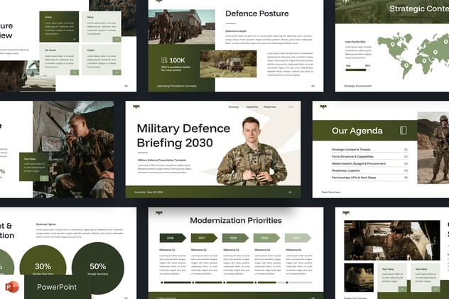 军事国防安全战略简报PPT模板 - 顶尖PPT