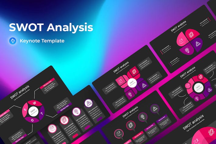 SWOT分析暗箱操作深色Keynote模板 - 顶尖PPT
