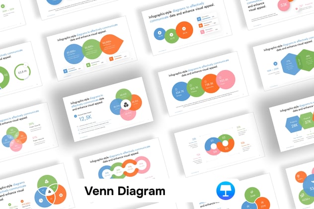 彩色维恩图文氏图集合图形keynote模板 - 顶尖PPT