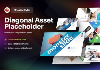 创意蓝色对角线图形版式设计国外商务通用PPT模板 - 顶尖PPT