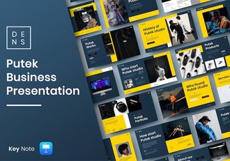 黄色亮色商务企业品牌视觉展示Keynote模板 - 顶尖PPT