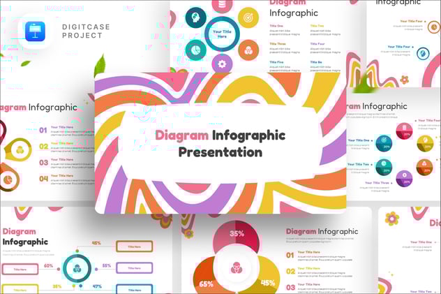 彩色环形关系步骤图形keynote模板 - 顶尖PPT