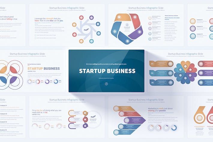彩色商务图形PPT模板 - 顶尖PPT