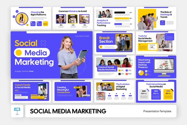 专业社交媒体营销干预Keynote演讲 - 顶尖PPT