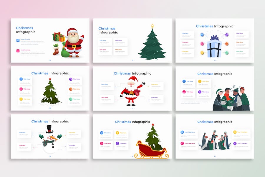 圣诞节信息图表数据可视化展示PPT模板 - 顶尖PPT