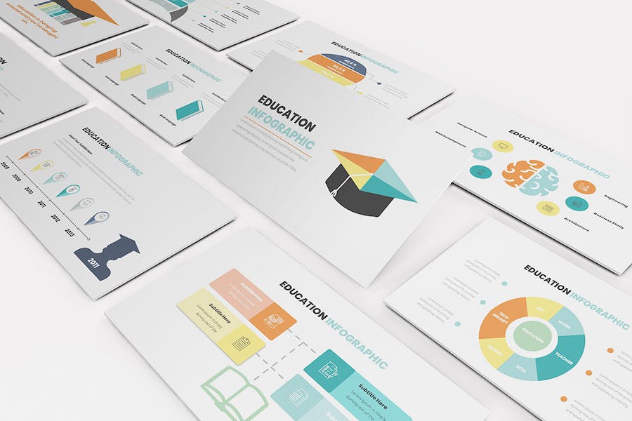 彩色教育信息图形图表keynote模板 - 顶尖PPT