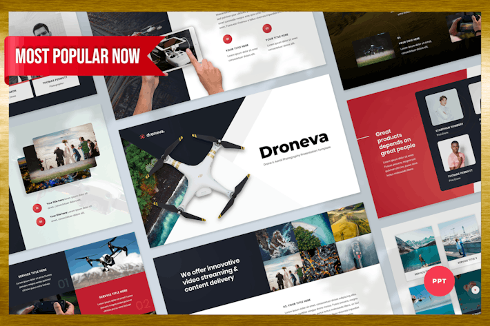 无人机摄影操作教程市场分析PPT模板 - 顶尖PPT