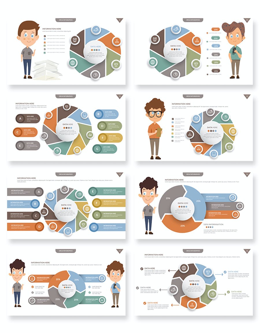 圆圈信息图表数据分析展示PPT模板 - 顶尖PPT