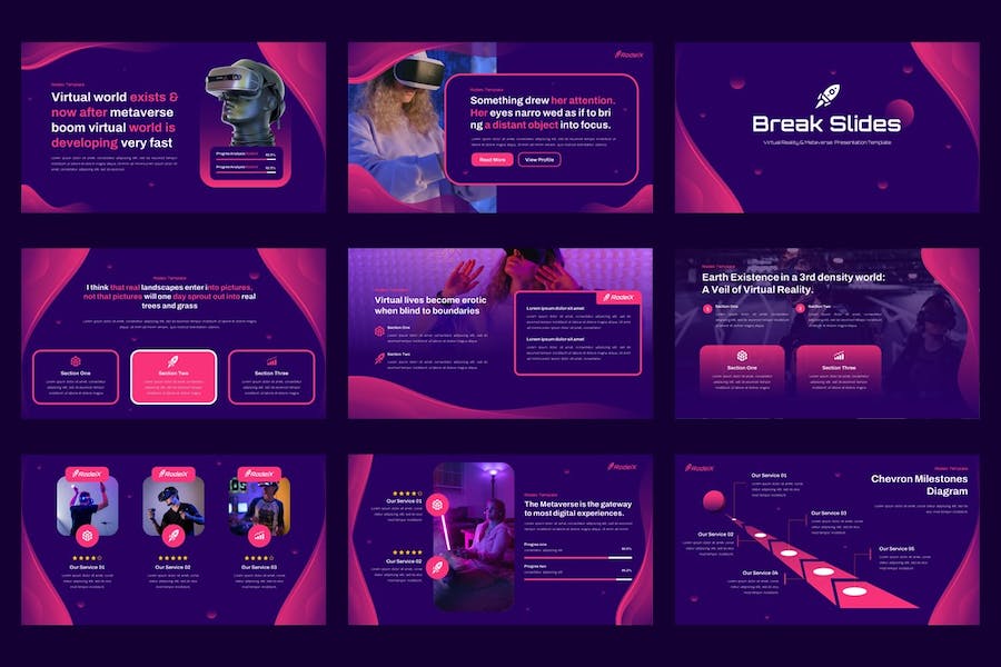 虚拟现实元宇宙技术应用开发PPT模板 - 顶尖PPT