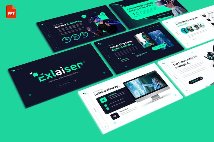 创意人工智能设计展示方案PPT模板 - 顶尖PPT