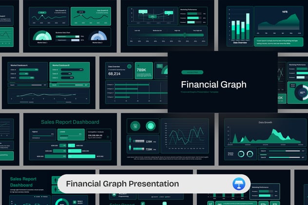 黑色全息科技风格财务数据可视化展示keynote模板 - 顶尖PPT