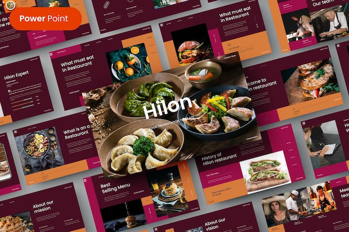 餐厅餐饮美食介绍宣传食品主题PPT模板 - 顶尖PPT