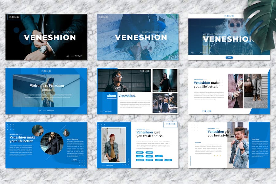 时尚服装男士穿搭商务推介PPT模板 - 顶尖PPT