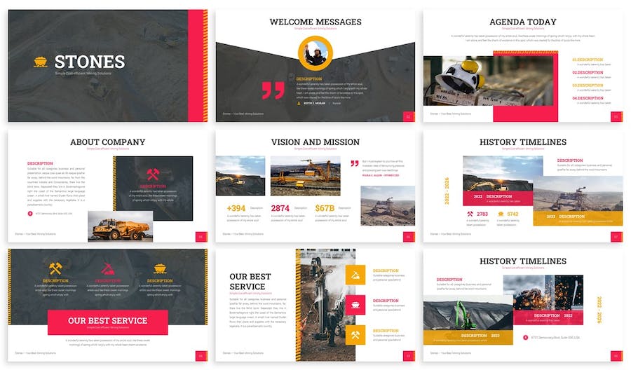 石材矿石开采生产PPT模板 - 顶尖PPT