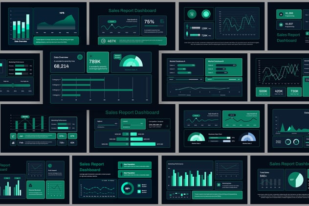 黑色全息科技风格财务数据可视化展示keynote模板 - 顶尖PPT
