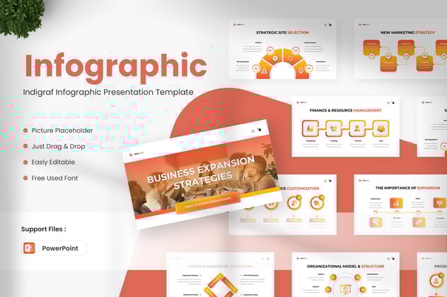 橙色渐变步骤图形PPT模板 - 顶尖PPT