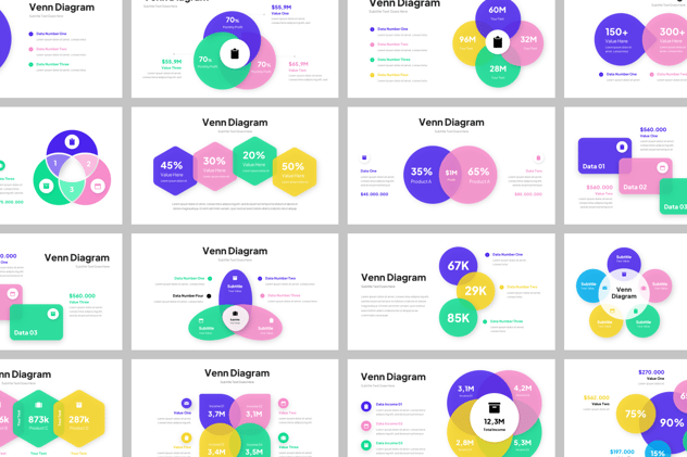 彩色PPT数据可视化维恩图模板 - 顶尖PPT