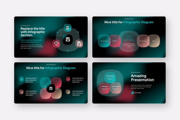 玻璃拟态设计风格信息图表图形PPT模板 - 顶尖PPT