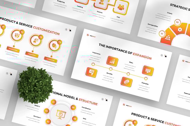 橙色渐变步骤图形PPT模板 - 顶尖PPT